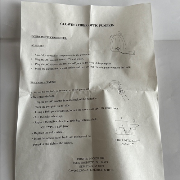 Fiber Optic Avon Glowing Pumpkin Decoration - Tested, Original Box, Vintage 2002 - Picture 14 of 16